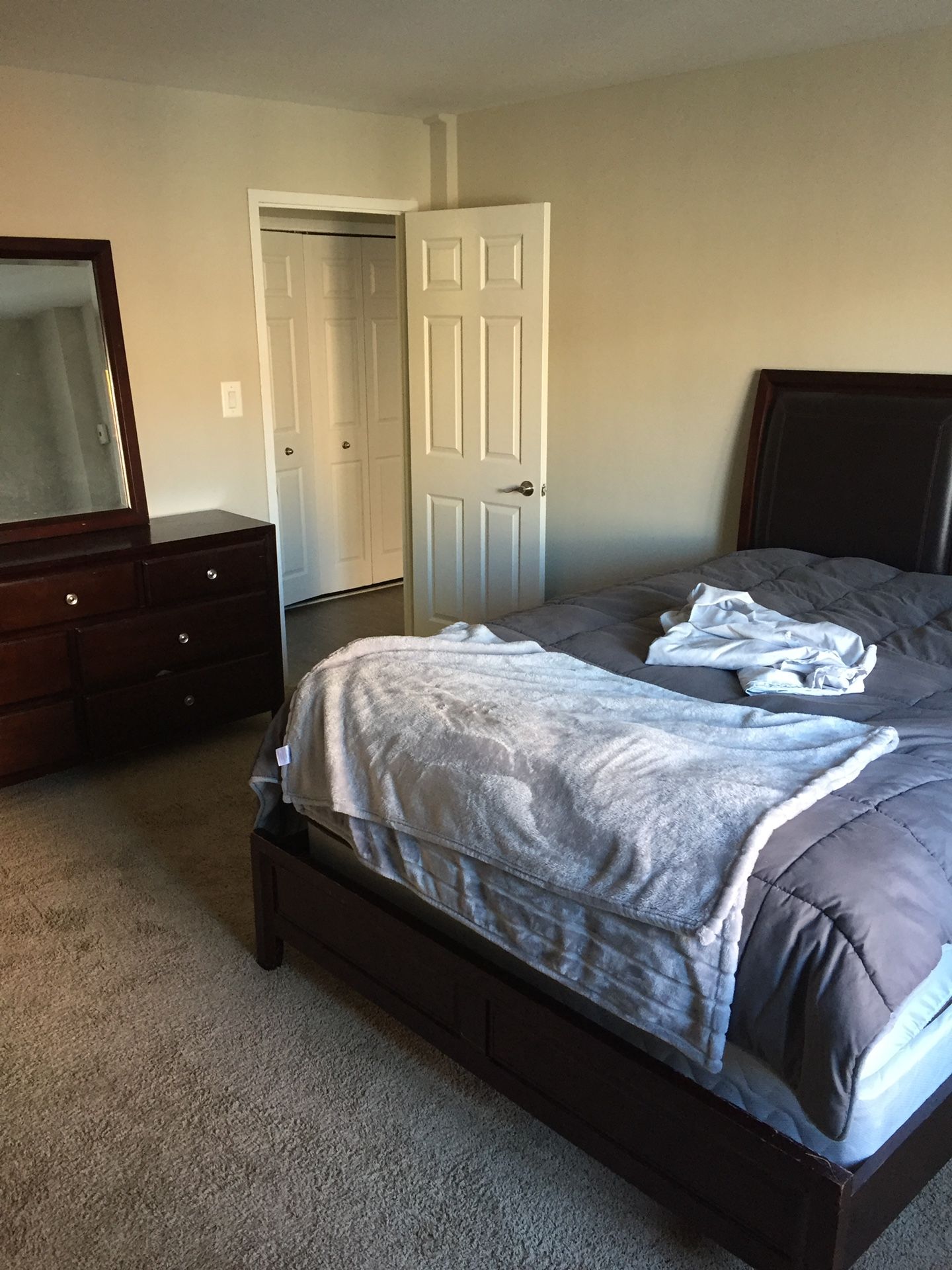 Queen bed frame and head board