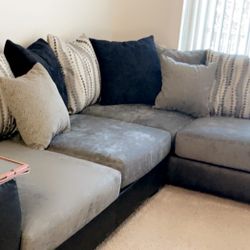 Sofa Set Black Sectional Grey