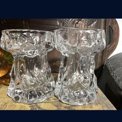 Ingrid Glashutte Clear glass Brutalist Votive Candleholder set