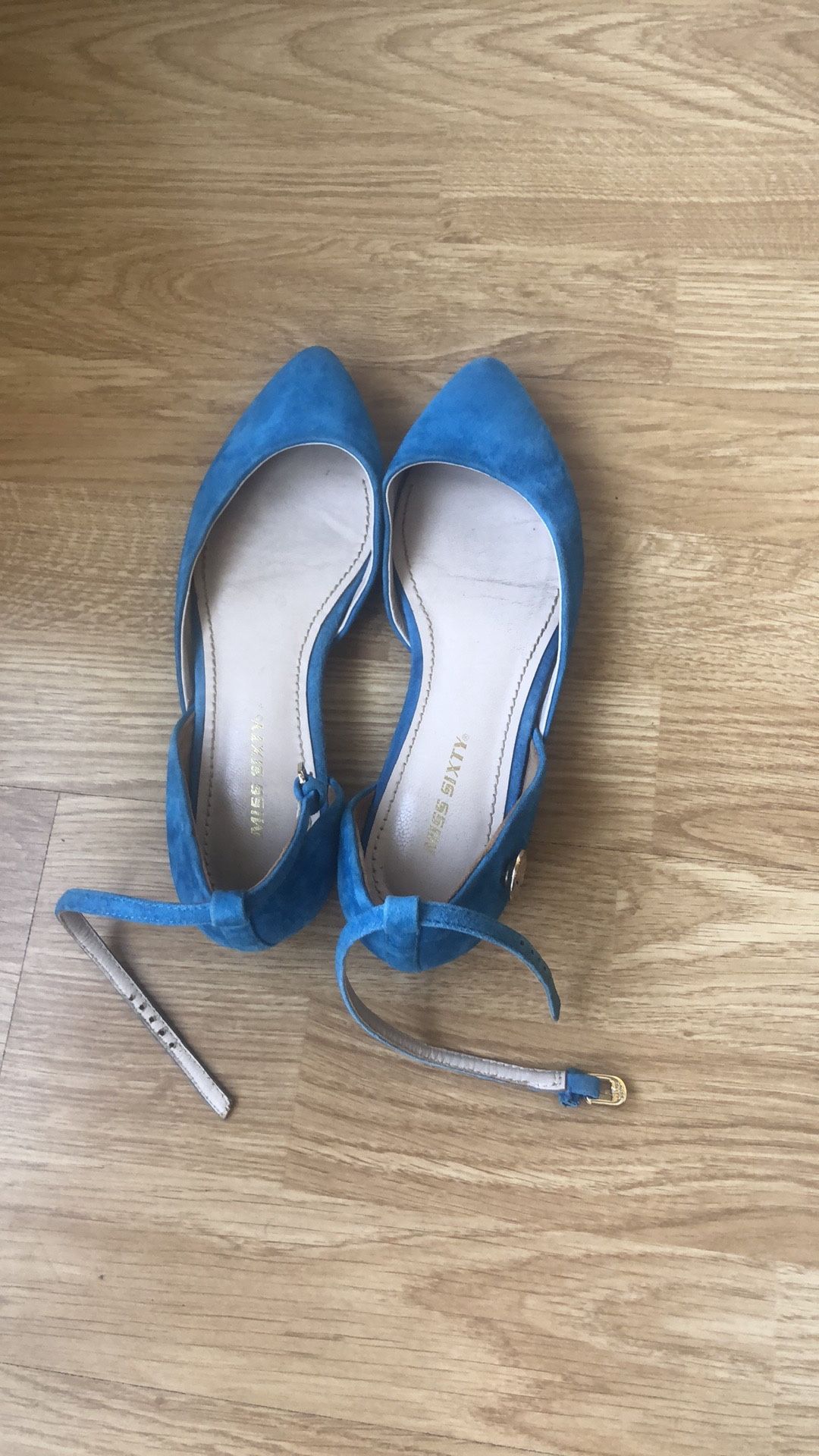 Miss sixty blue nubuck leather pointy/flat shoes