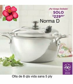 Olla de 8 qts vida sana 5 ply nueva en su caja 🌺 princess house 🌺