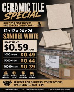 Sanibel White Ceramic Tile 12x12 & 24x24