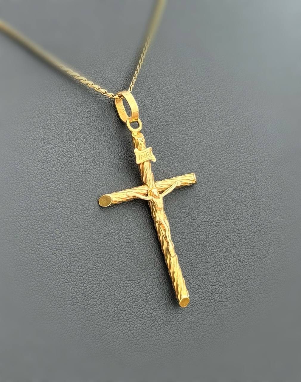 14k yellow gold Cross Jesus Religious Cross Pendant charm