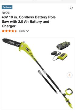 RYOBI 40V 10 in. Cordless Battery Pole Saw with 2.0 Ah Battery and Charger for Sale in Phillips Ranch CA OfferUp