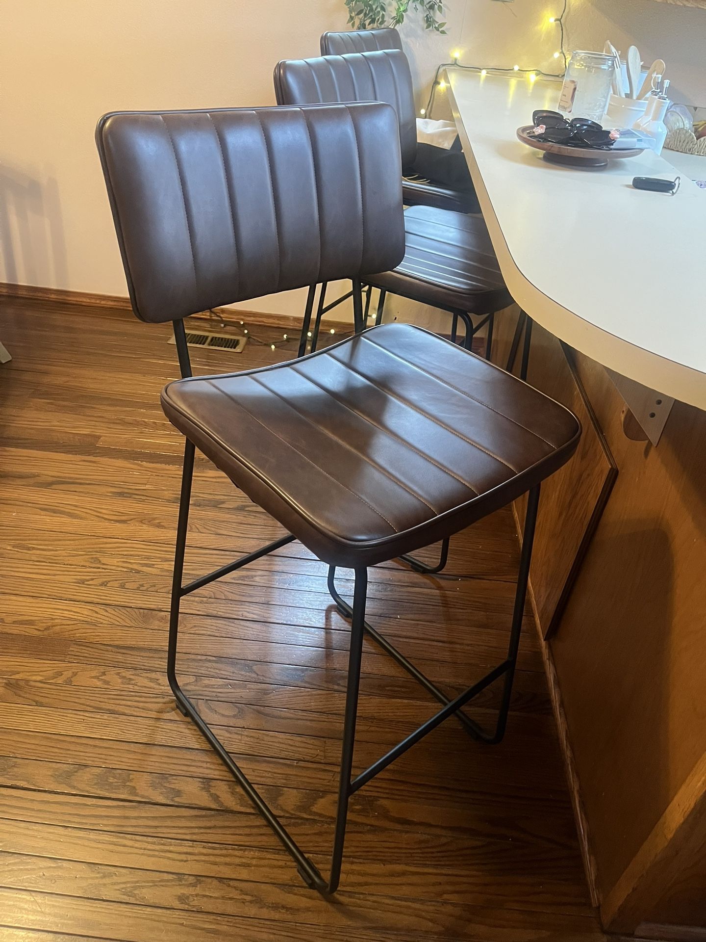 Brown Leather Bar Stools