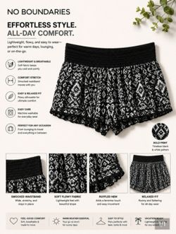Womens Black Floral Shorts