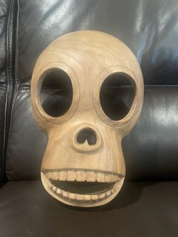 Day Of The Dead Hand Carved Wood Mask