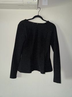 Black Glitter Long Sleeve Peplum Top