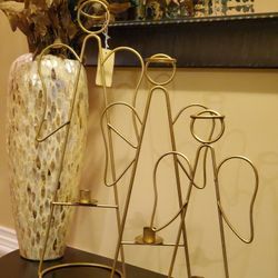 SET Of (3) Gold Angel Shaped Candle Holders Decor