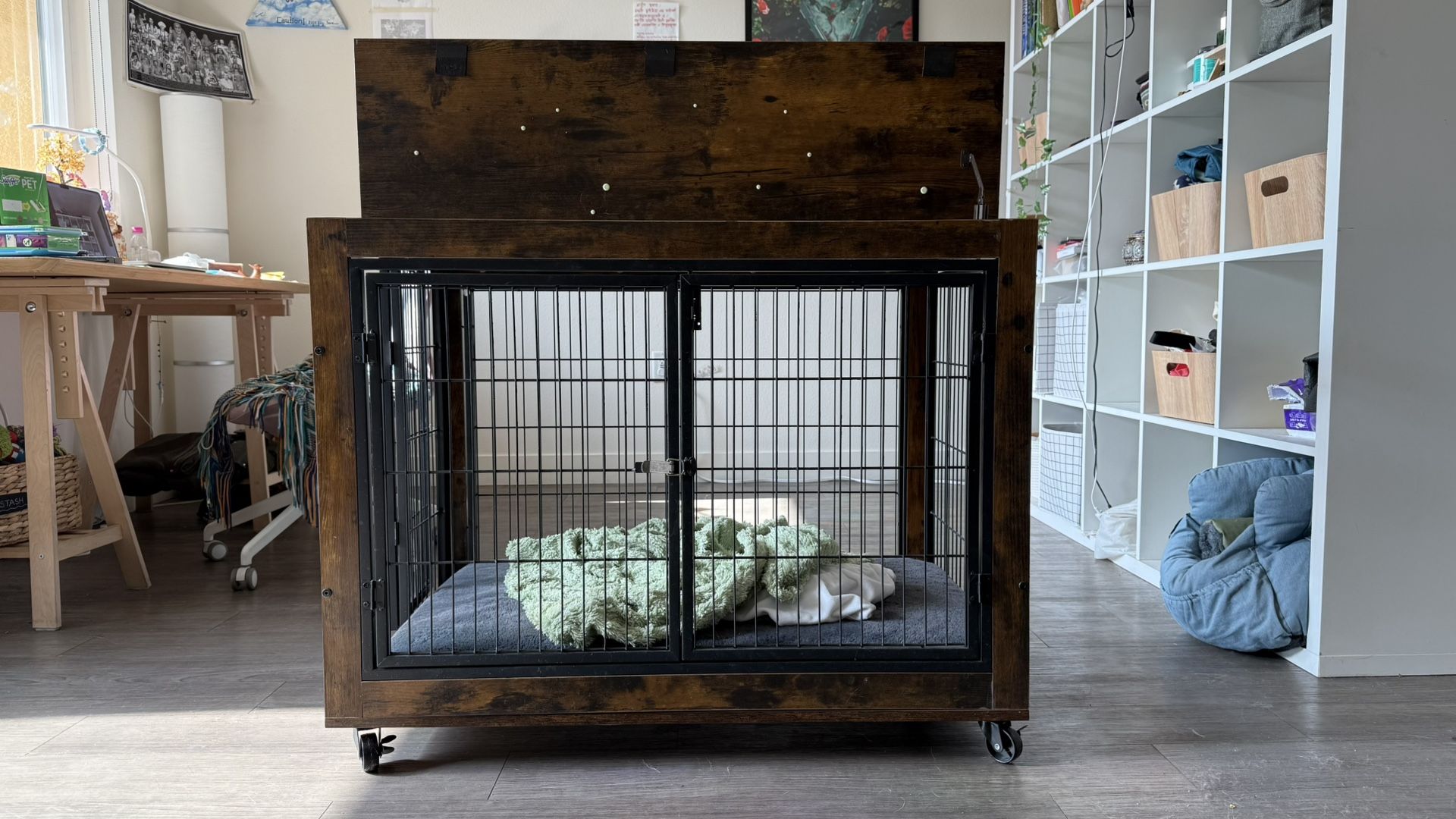 IchbinGo Wooden Dog Crate Table Furniture