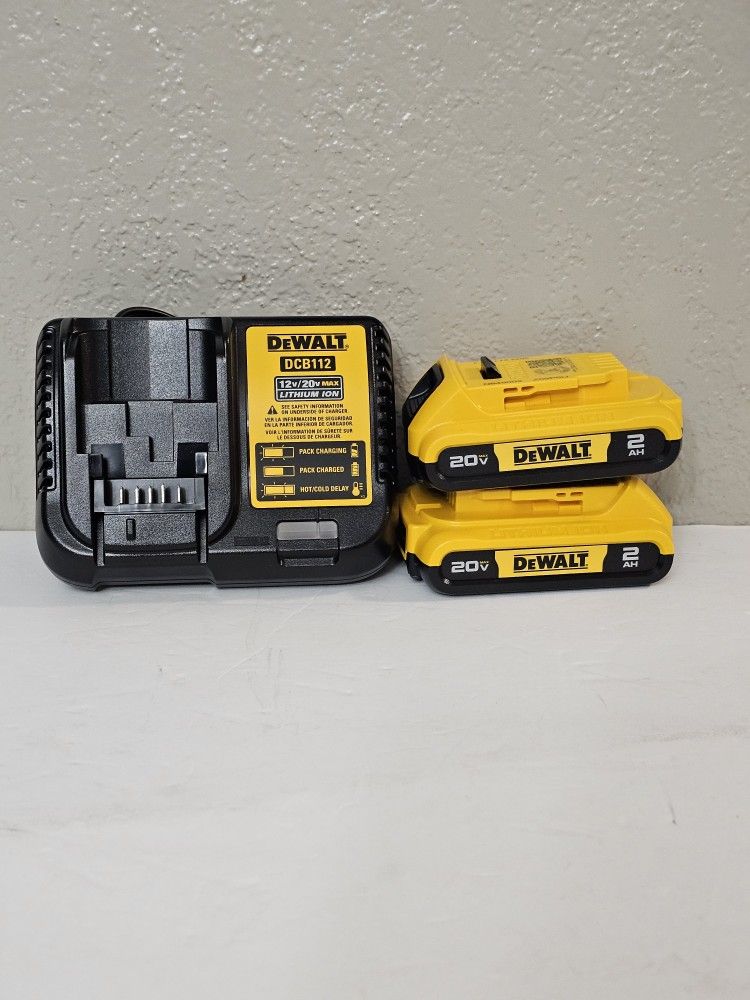Dewalt 20V  Charger And Two Batteries 2.0 Ah Brand New 