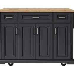 New Assembled New Assembled Kitchen Island on Wheels with Storage and Wood top Rolling Island Storage Cart 