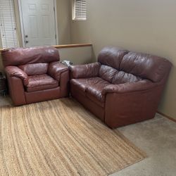 Leather sofa and and chair