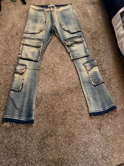 Distressed Patchwork Flare Jeans