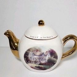 Thomas Kincaid Painter Of Light Home Is Where The Heart Is Ceramic Tea Pot