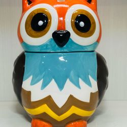 Owl Cookie Jar 12” Ceramic Stoneware