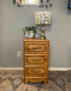 Vintage Birch Nightstand Side Table