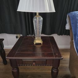 Pair Of Living Room End Tables And Lamps