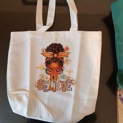 Believe Inspirational Tote Bag 17 In Wide By 16 In Long