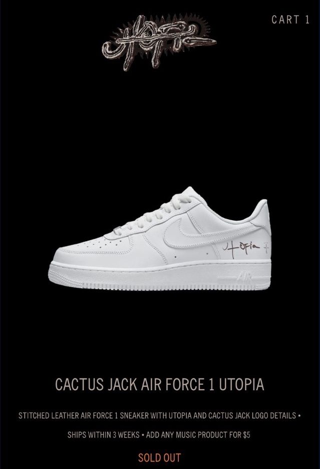 Utopia Air Force Jack Nike Air Force Cactus Jack UTOPIA SIZE 11
