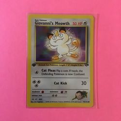 1st Edition Giovanni’s Meowth 74/132 Pokemon Card from Gym Challenge 