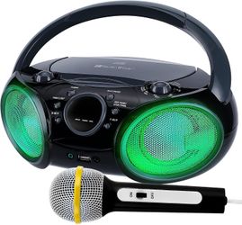 SingingWood NP030AB-GK Portable Karaoke System, Portable CD Player Boombox with Bluetooth for Home AM FM Stereo Radio, Headphone Jack