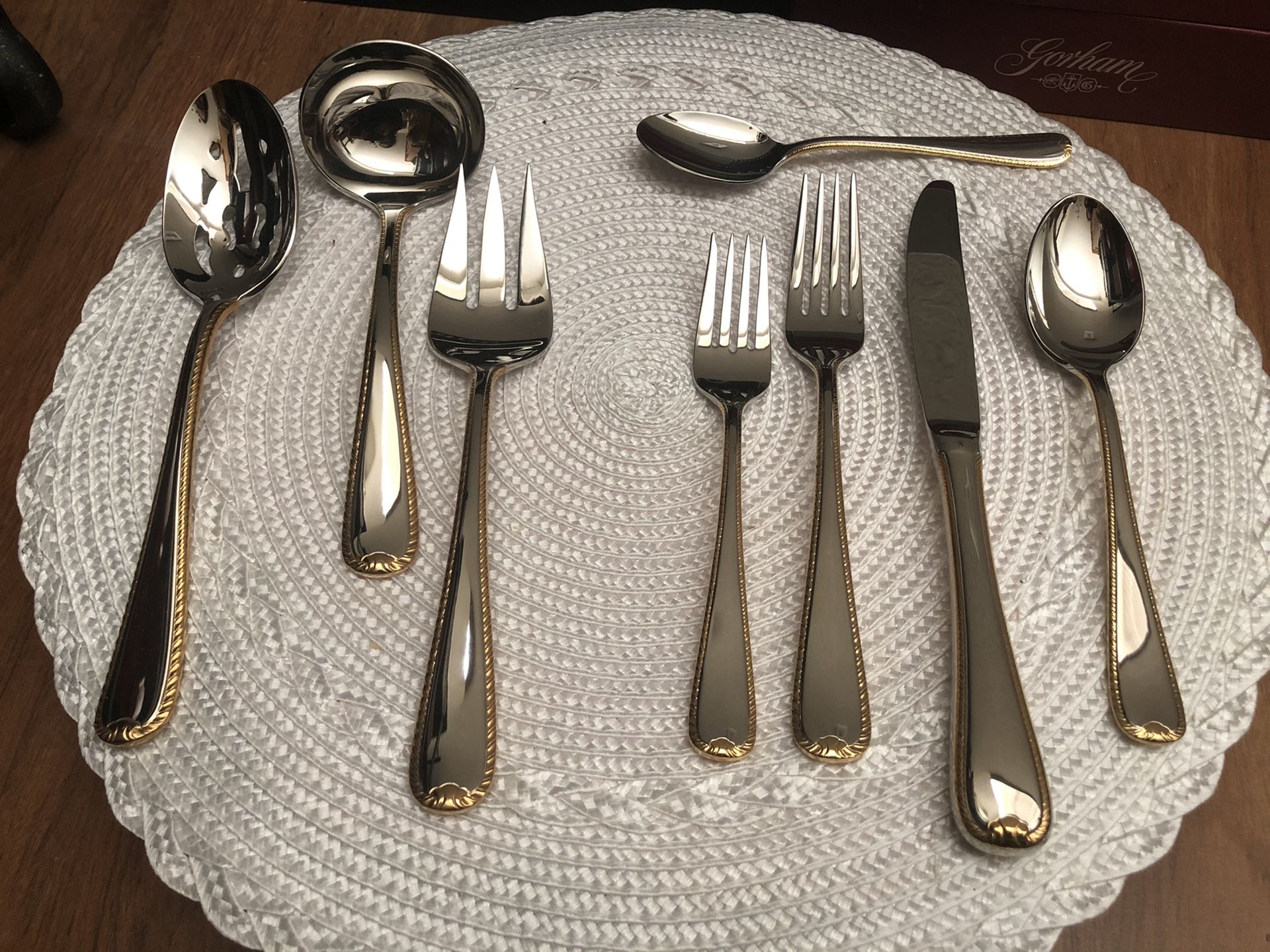 Gorham Golden Ribbon Edge Piece Place Setting, Silver (contact