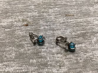 FS ITEM 159. Blue Topaz Petite Earrings Clip On.