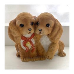 Vintage 1988 Homco Collectable Figurine Masterpiece Porcelain Cocker Spaniel Puppies