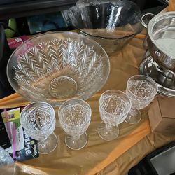 Heavy glass punch bowls
