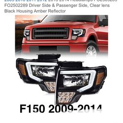 Black Housing Headlights With DRL Lights For Ford F150 2009 To 2014
