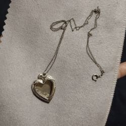Sterling Silver Heart Pendant Locket And Necklace 