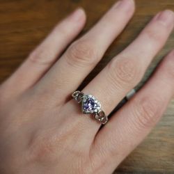 Sterling Silver Ring With Amethyst And CZ Gemstones.
