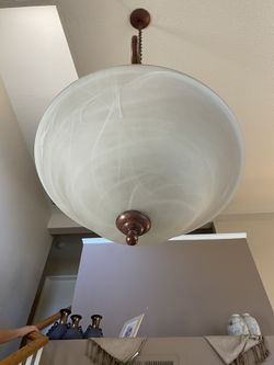Large Ceiling Light Fixture Glazed Glass Copper