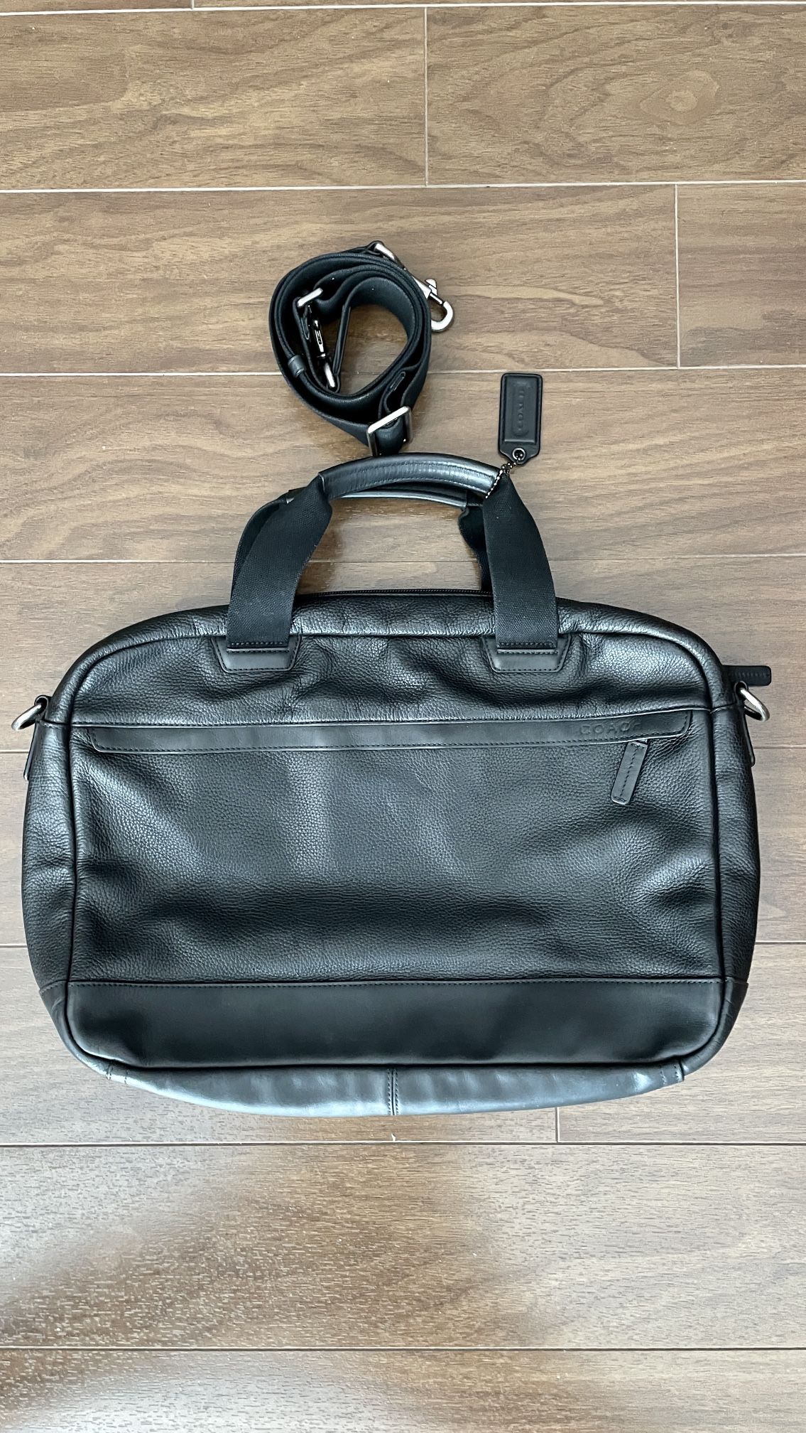 COACH leather sling laptop bag