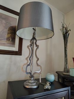 Decorative Metal Table Lamp with Gray Shade