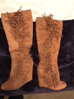 Soft knee high wedge boots