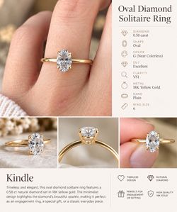 VRAI Oval Diamond Engagement Ring – 18K Yellow Gold – Size 6