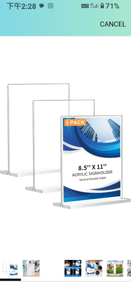 3 Pack Acrylic Sign Holder 8.5 x 11, Double-Sided Clear Sign Holder Plastic Stands for Display, T Shape Acrylic Table Sign Stands