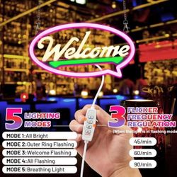 BRAND NEW IN BOX Motyeowe WELCOME Signs for Business, 16.9"*8.7" Open Closed Sign Business Door