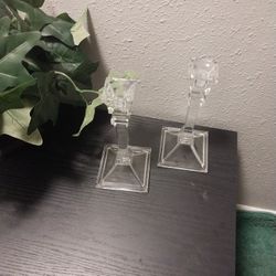 GLASS SET OF CANDLE HOLDER'S 