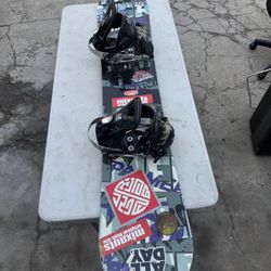 Palmer Symbolic 151 cm Snowboard and Black Bindings Package Leash, Stomp..