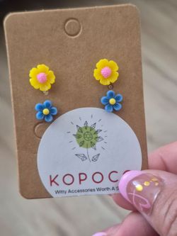 Cute Yellow Blue Flower Stud Earrings | Women Jewerly Class Fashion Accessories