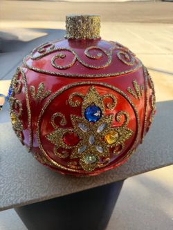 Large Red and Gold Jeweled Christmas Ornament
