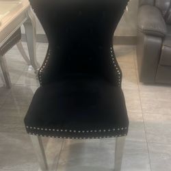 Black Velvet Wingback Dining Chairs