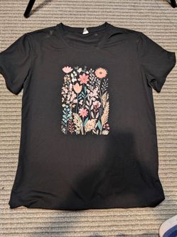 Black Floral Graphic T-Shirt XL