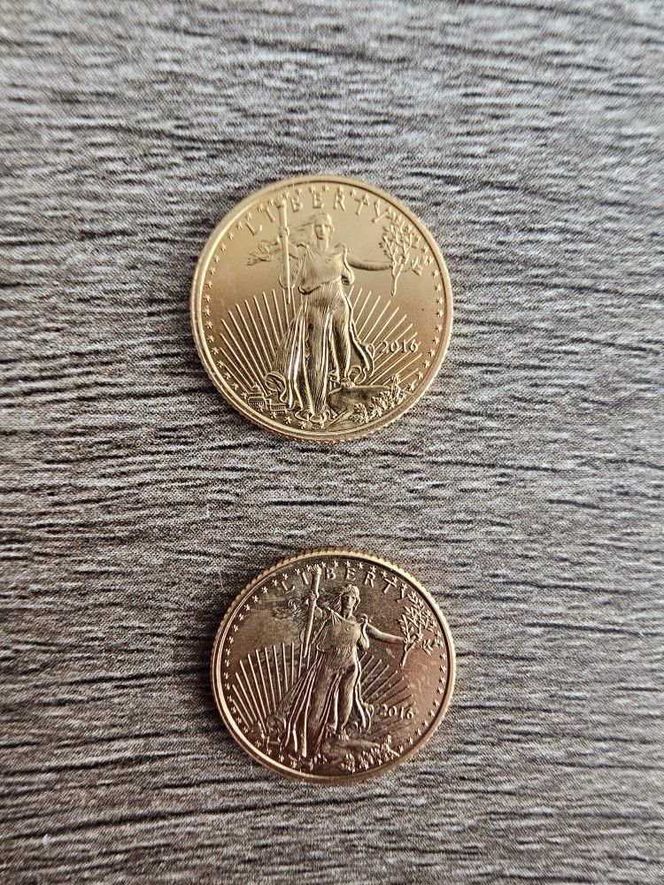 2016 1/10 Oz. Gold Eagle Coins X2