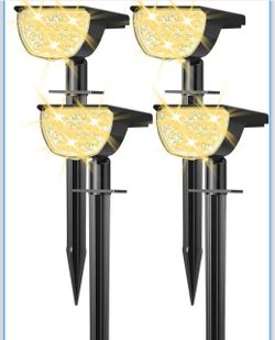Solar Lights Outdoor Waterproof IP65, Solar Powered 76 LED 3 Lighting Modes Solar Spot Lights Outdoor for Yard Garden Landscape Pathway (Warm White, 4