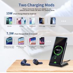 Wireless Phone Charger Stand, 15W Wireless Charging Stand and Google Pixel Stand for iPhone 13/12/SE/11/10/XR/XS/8 Plus, Samsung Galaxy S21/S20/S10/S9