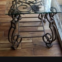 Glass/iron End Table Great Condition 